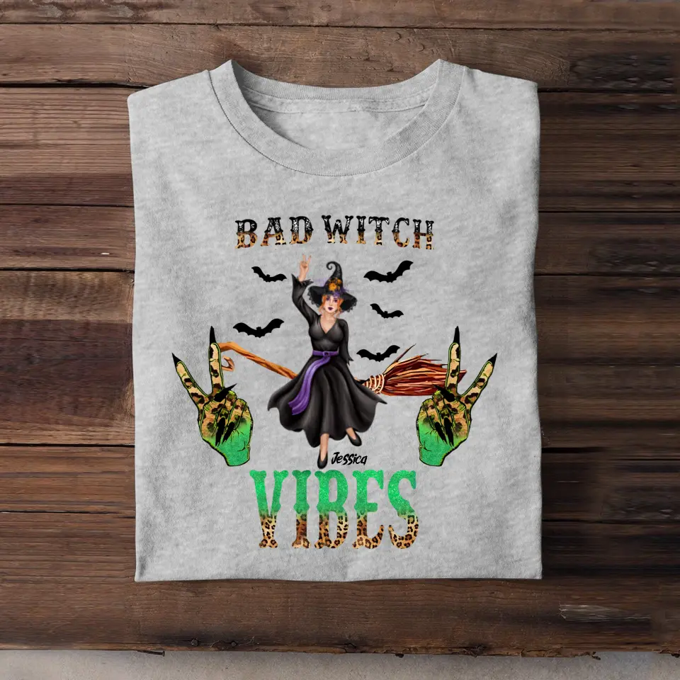 Personalized Bad Witch Vibes Halloween Gift Tshirt KVHMT23383
