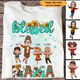 Personalized Fall Season Blessed Mama Kid Names Tshirt HTHHN23385