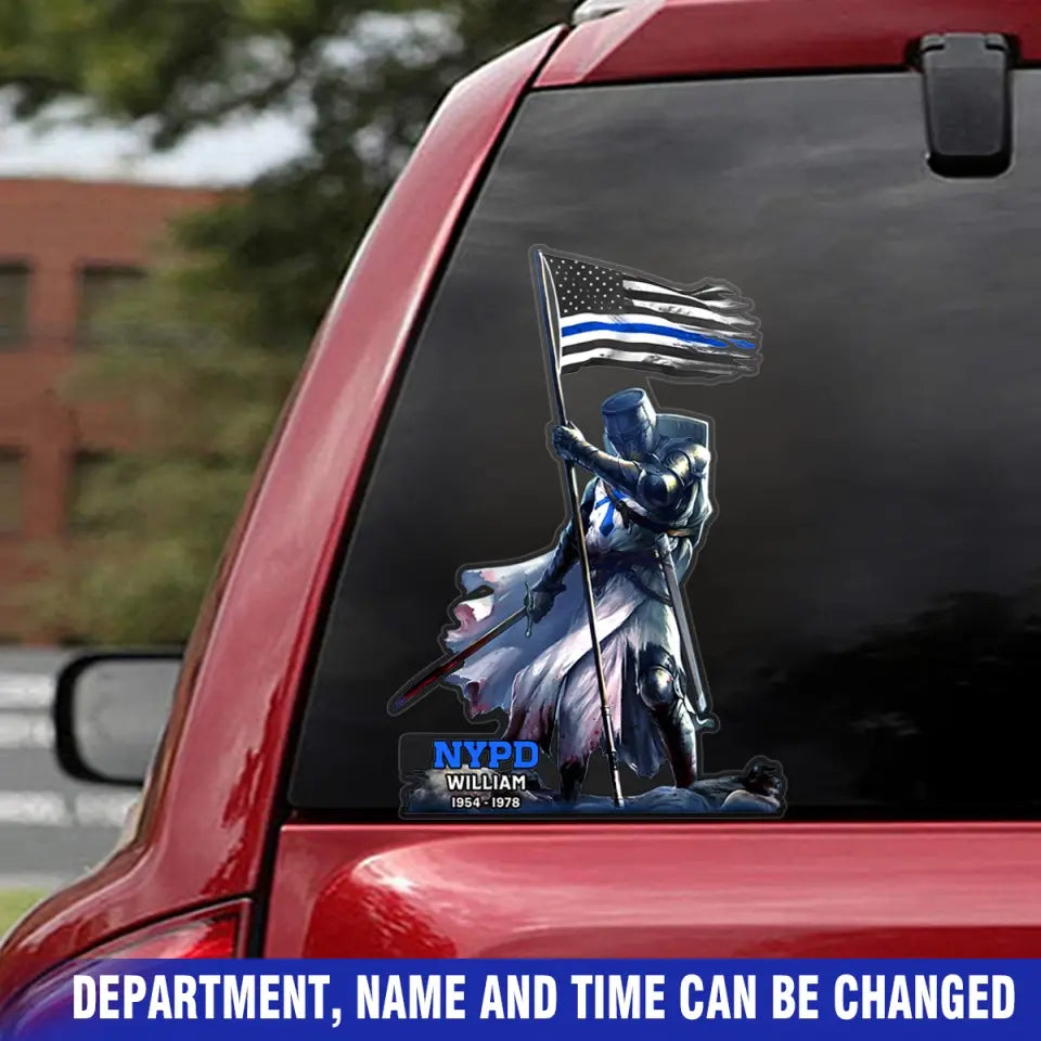 Personalized Blue Thin Line Knight Templar Warrior Car Decal LDMPTN23394