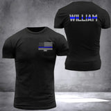 Personalized Thin Blue Line Law Enforcement Badge And Name T-shirt 2D Printed QTHN435