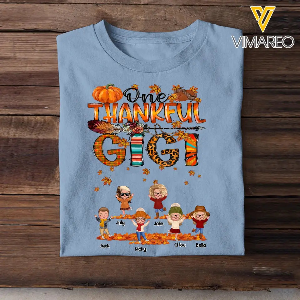 Personalized Fall Season One Thankful Mama Kid Names T-shirt Printed HTHVQ23450