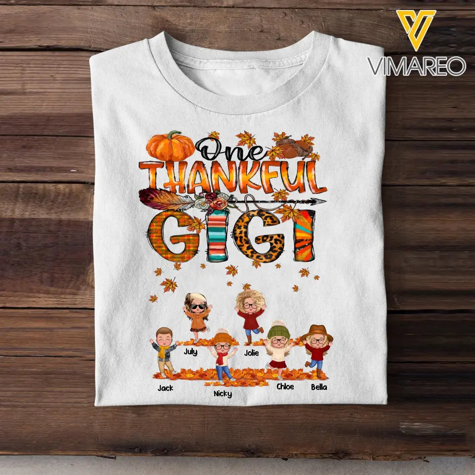 Personalized Fall Season One Thankful Mama Kid Names T-shirt Printed HTHVQ23450