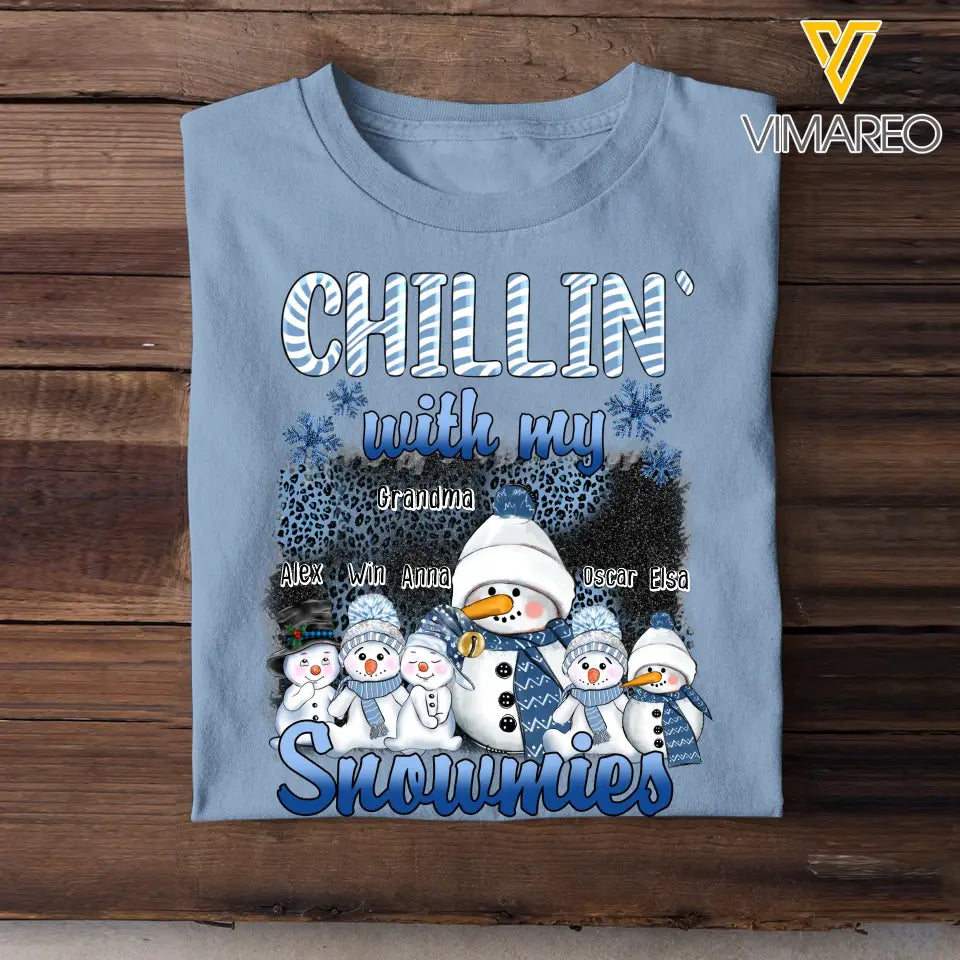 Personalized Chillin' With My Snowmies T-shirt Printed LDMHN23513