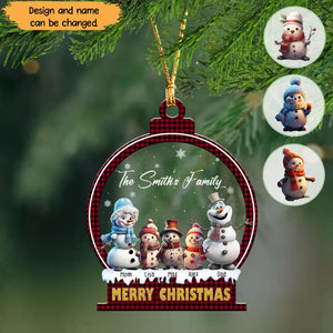 Personalized The Smiths Family Snowman & Kid Names Christmas Gift Acrylic Ornament Printed MTHN23518