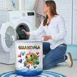 Personalized Turtle Grandma Heart with Kid Names Laundry Basket Printed PTN23512