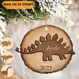 Personalized Dinosaur Family Christmas Gift Wooden Ornament Printed QTPN586