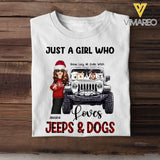 Personalized Just A Girl Who Loves Jeeps & Dogs Sweater or T-shirt Christmas Gift Printed PTN23601