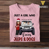 Personalized Just A Girl Who Loves Jeeps & Dogs Sweater or T-shirt Christmas Gift Printed PTN23601