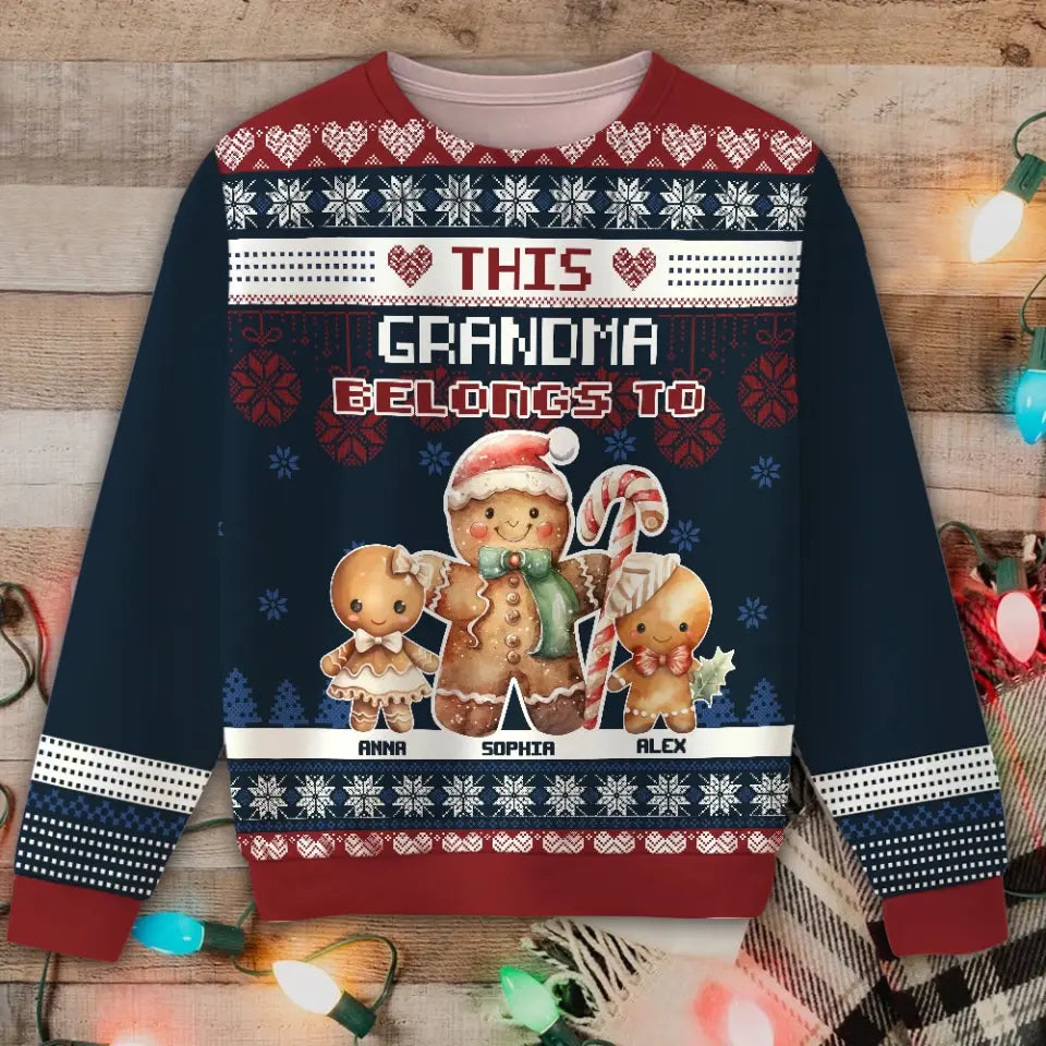 Personalized This Grandma Belongs To Ugly Sweater Printed HTHHN23635