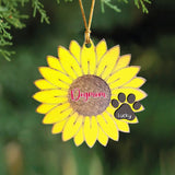 Personalized Sunflower Dog Mom Paw with Dog Name Dog Lovers Gift Xmas Gift Wood Ornament Printed VQ23672