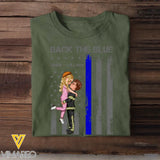Personalized Back The Blue Couple Police Flag T-shirt Printed KVH23704