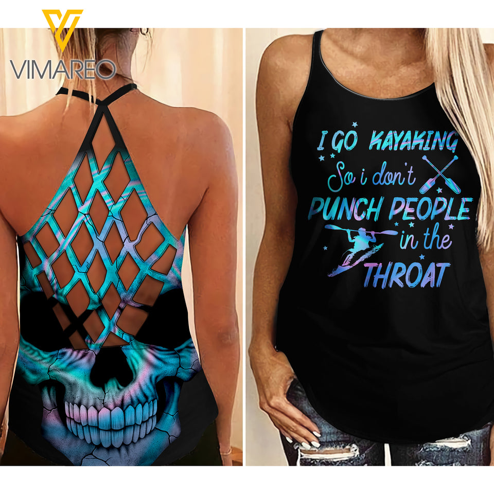 Kayaking Criss-Cross Open Back Camisole Tank Top MAR-MD27