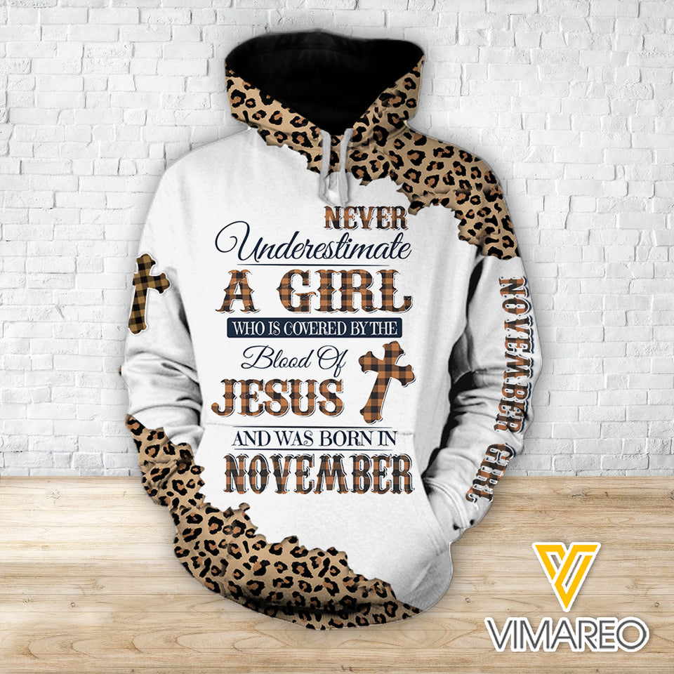 NOVEMBER GIRL BLOOD OF JESUS COMBO HOODIE / LEGGING PRINTED 3D