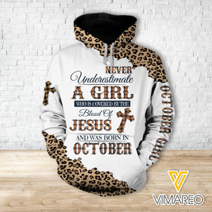 OCTOBER GIRL BLOOD OF JESUS COMBO HOODIE / LEGGING PRINTED 3D