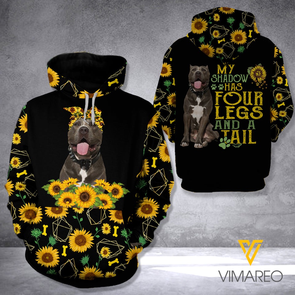 PITBULL DOG SUNFLOWER HOODIE 3D PRINTED LC