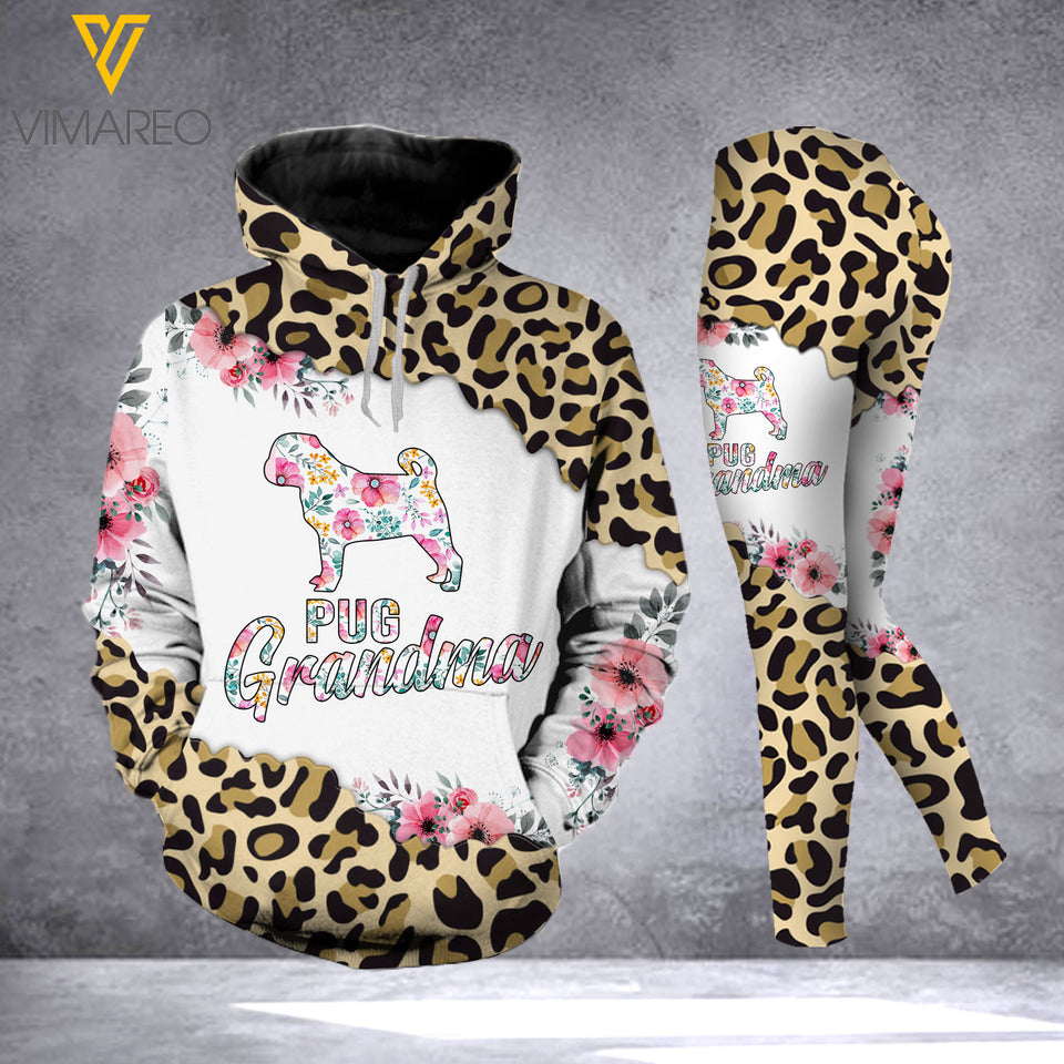 PUG DOG GRANDMA COMBO HOODIE + LEGGING 3D ALL PRINT LC