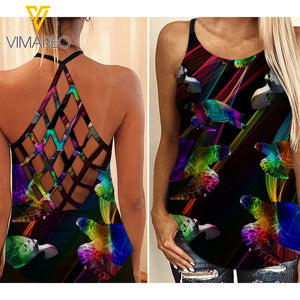 Turtle  girl Criss-Cross Open Back Camisole Tank Top 1407MQ