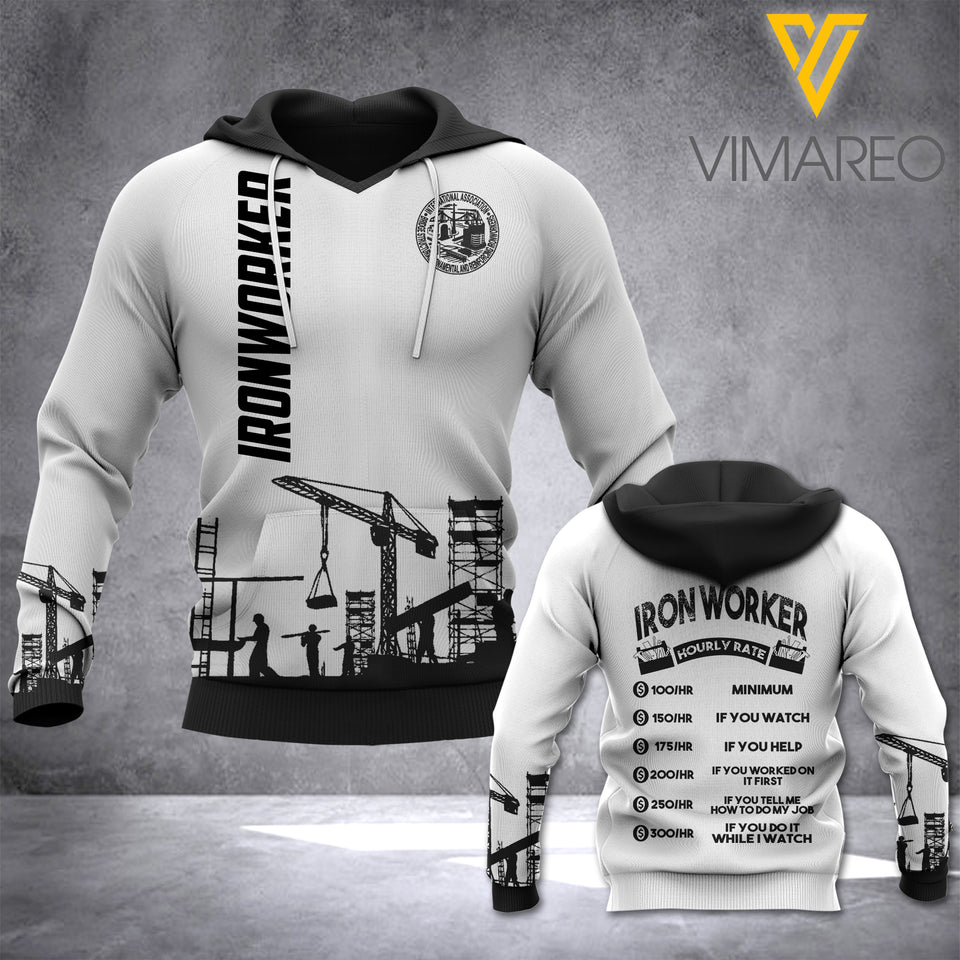 Ironworker hourly rate HOODIE 3D PRINTED NQA