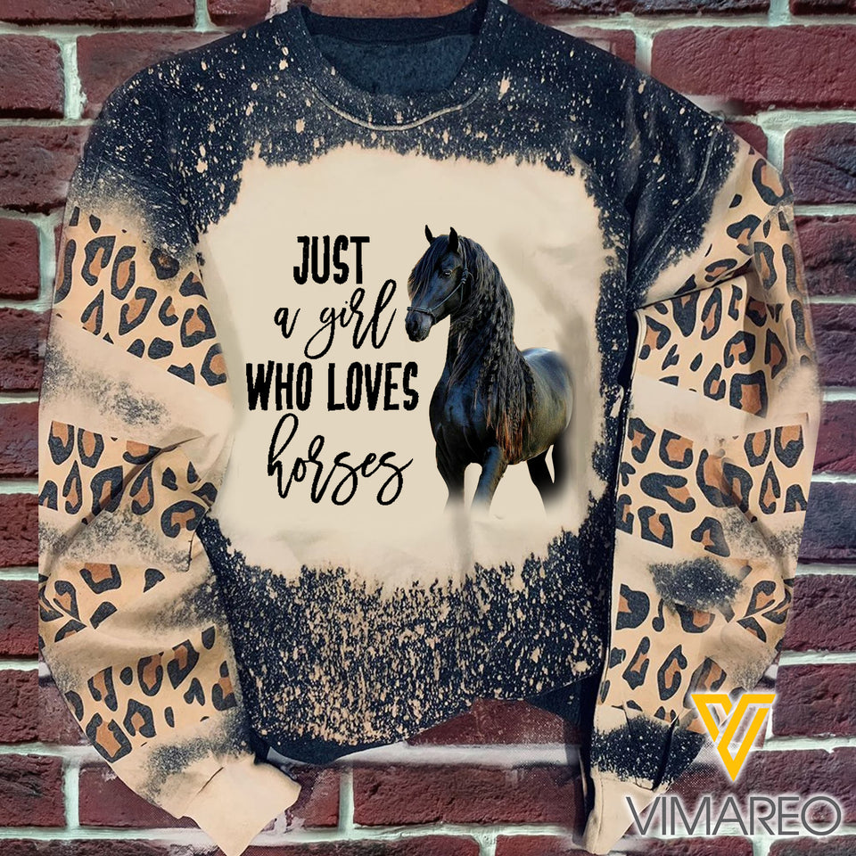 PHN Just A Girl Who Loves Friesian Horse Sweatshirt Printed SEP-QH23