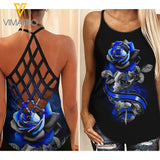PHN Police Criss-Cross Open Back Camisole Tank Top APR-DT02