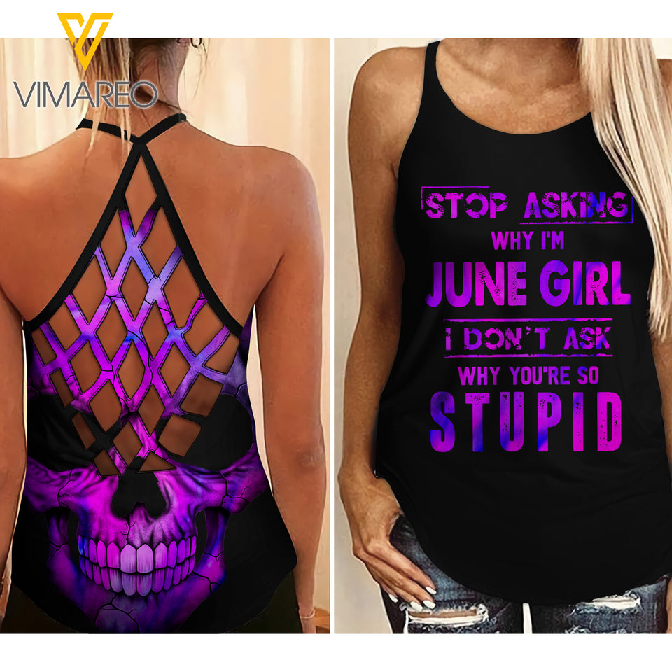 PHN June Girl Criss-Cross Open Back Camisole Tank Top MAY-LN14