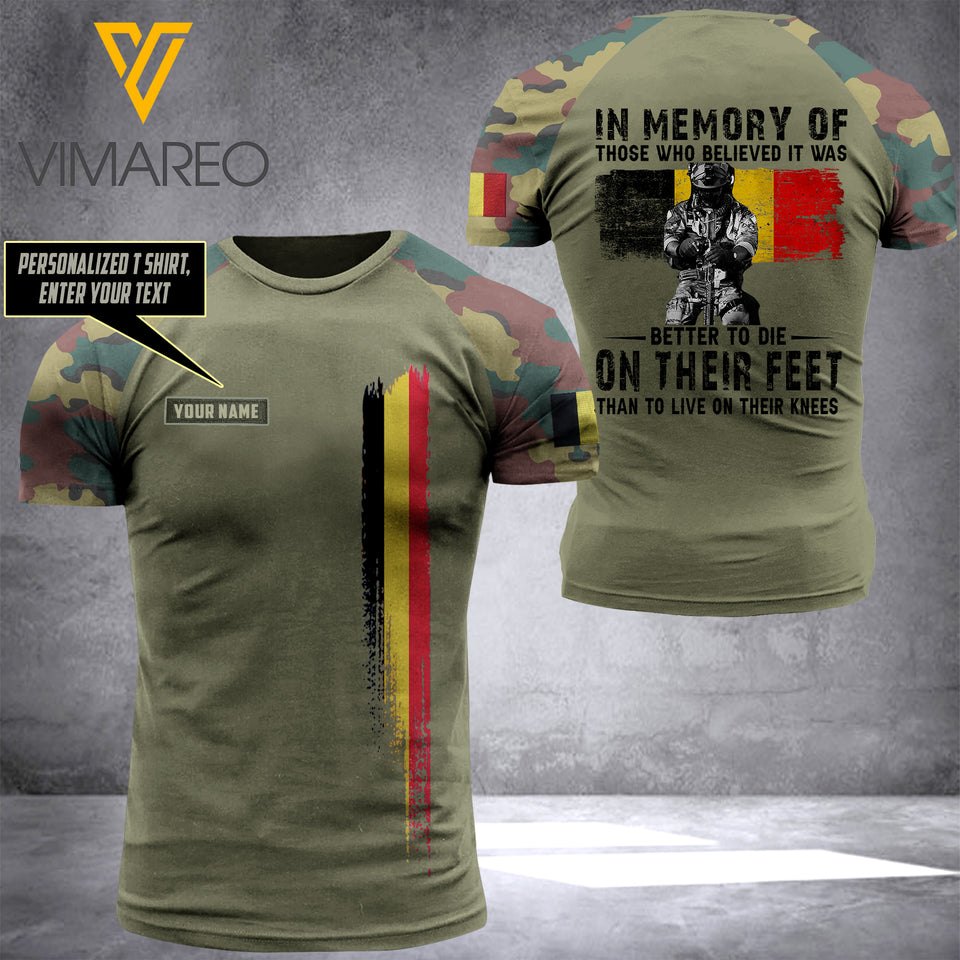PHN Personalized Belgium Army 3D Printed T-Shirt JUL-HQ16
