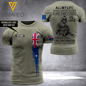 PHN PERSONALIZED AUSTRALIAN ARMY TSHIRT PRINTED APR-QH14