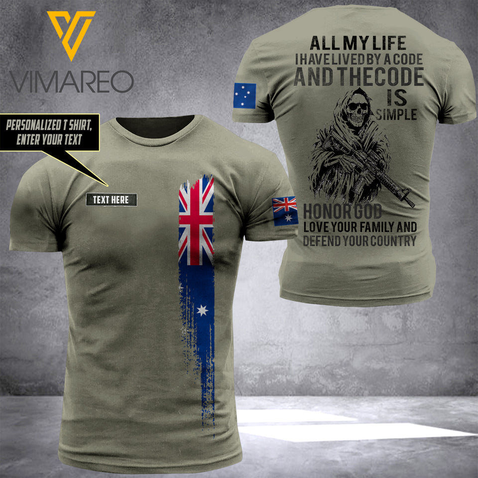 PHN PERSONALIZED AUSTRALIAN ARMY TSHIRT PRINTED APR-QH14