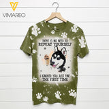 PHN Siberian Husky Dog Bleached T-shirt Printed SEP-QH24