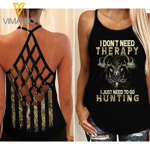 Hunting Criss-Cross Open Back Camisole Tank Top ZQ3103