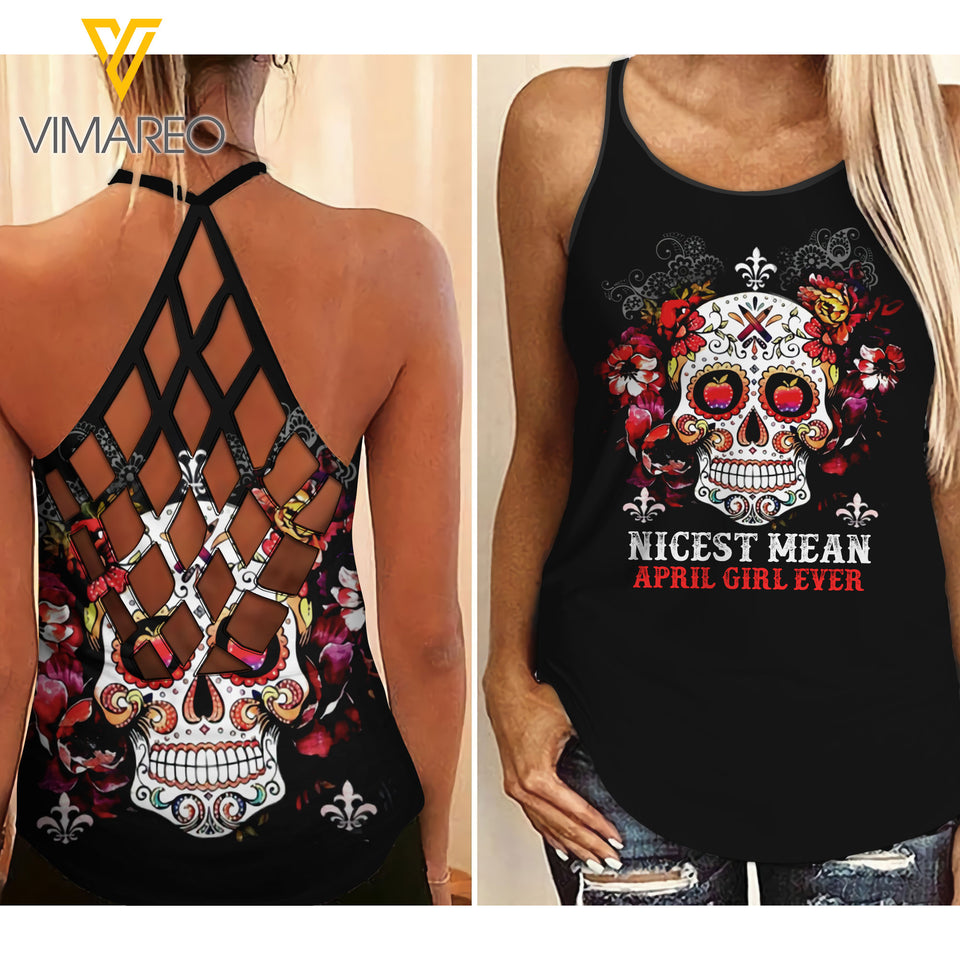 April Girl Criss-Cross Open Back Camisole Tank Top  ZQ2303