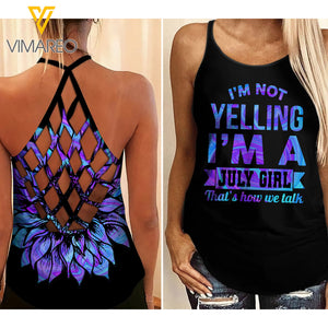 July girl yelling Criss-Cross Open Back Camisole Tank Top ZQ1403