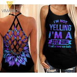 July girl yelling Criss-Cross Open Back Camisole Tank Top ZQ1403