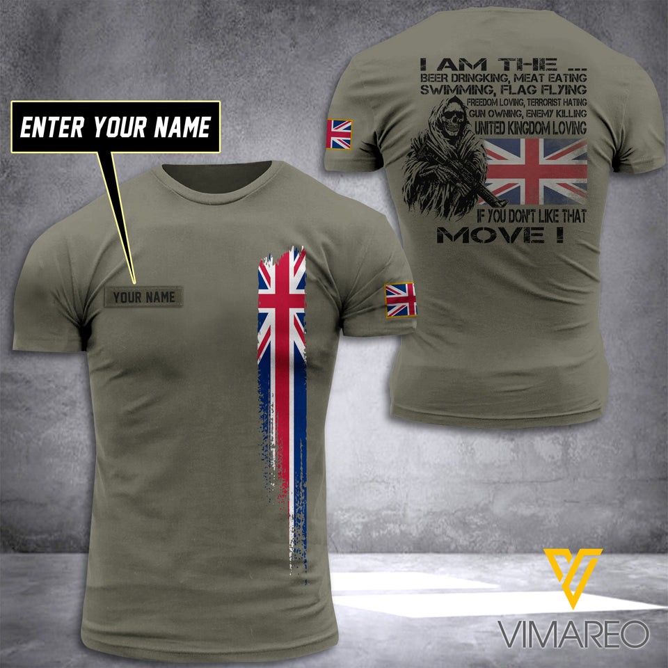 Customized British Soldier Gun Owning 3D Printed Combat Shirt EZT1204