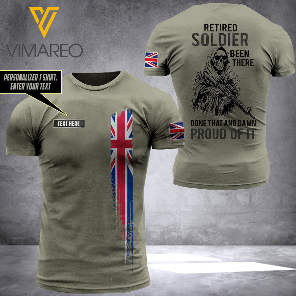 Customized Retired British soldier 3D Printed Shirt EZHQ074