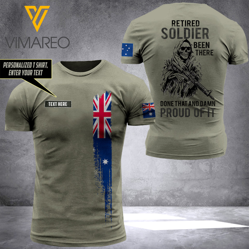 Customized Retired Australian soldier 3D Printed Shirt EZHQ074