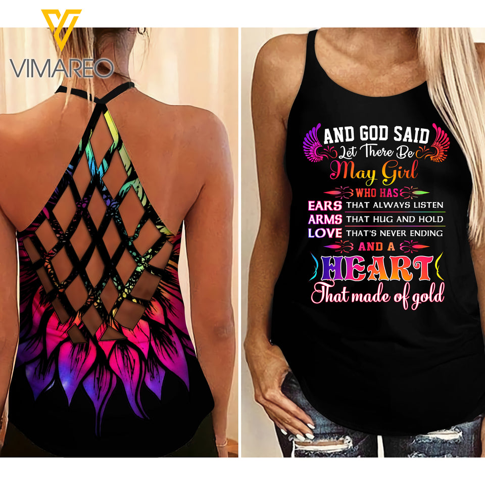 May Girl Criss-Cross Open Back Camisole Tank Top ZHQ2403
