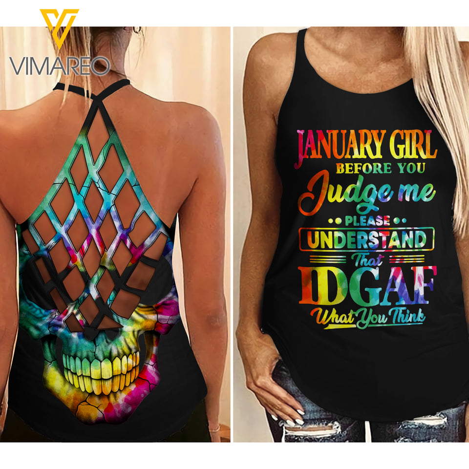 January Girl Criss-Cross Open Back Camisole Tank Top  ZHQ2903
