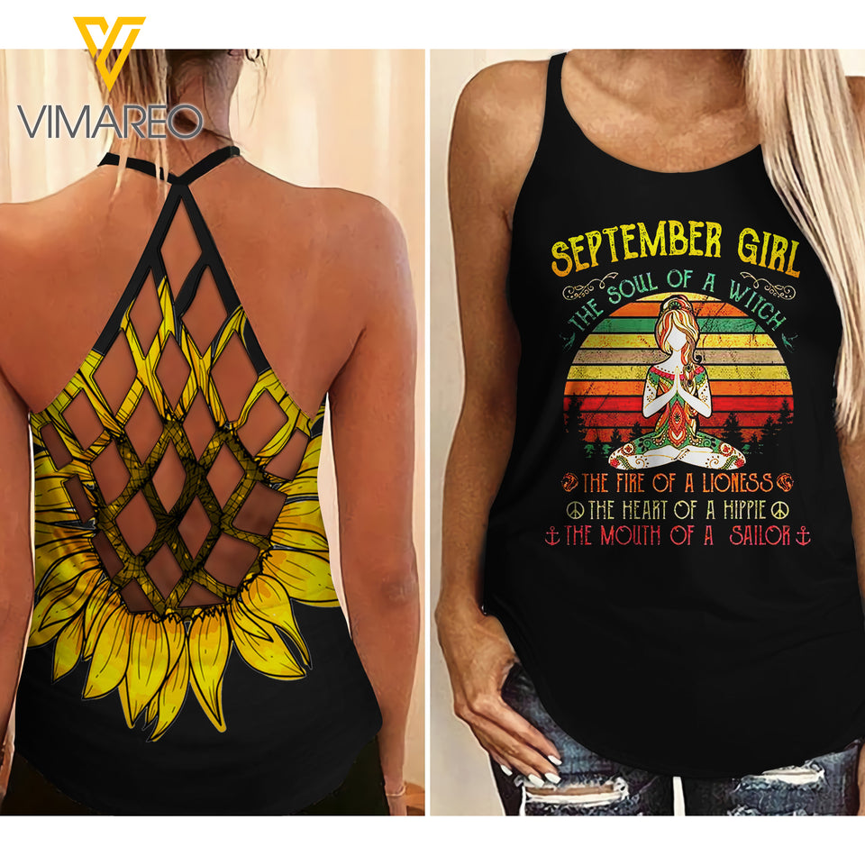 September Girl Hippie Criss-Cross Open Back Camisole Tank Top  ZHQ2303
