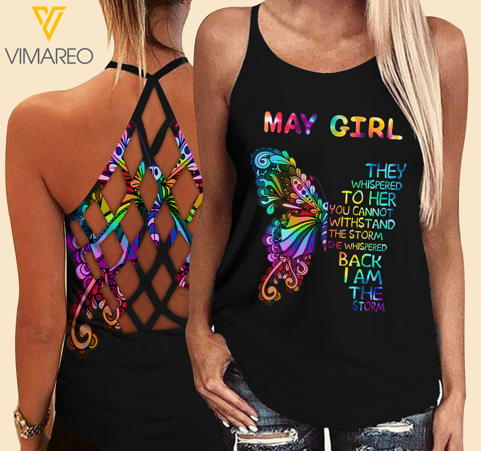 VMMH MAY GIRL Criss-Cross Open Back Camisole Tank Top Legging MAR-HQ10