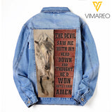 The Devil Saw Me With My Head Down And Thought He'd Won Until I Said Amen Denim Jacket Printed SEP-HQ22
