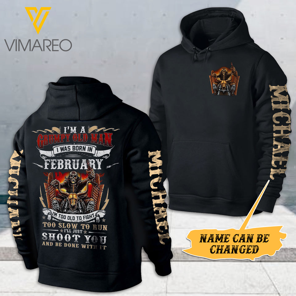 PERSONALIZED GRUMPY OLD MAN WAS BORN IN FEBRUARY HOODIE PRINTED 22FEB-DT07