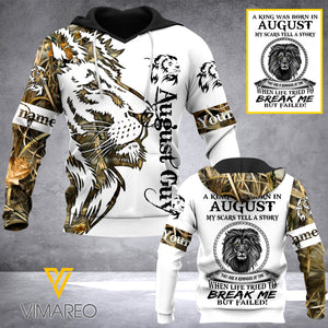 PERSONALIZED A KING WAS BORN IN AUGUST HOODIE 3D PRINTED SEP-MQ06