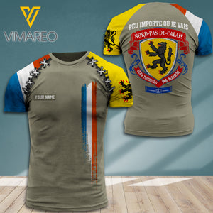 PERSONALIZED Nord-Pas-de-Calais TSHIRT 3D PRINTED JUL-DT24