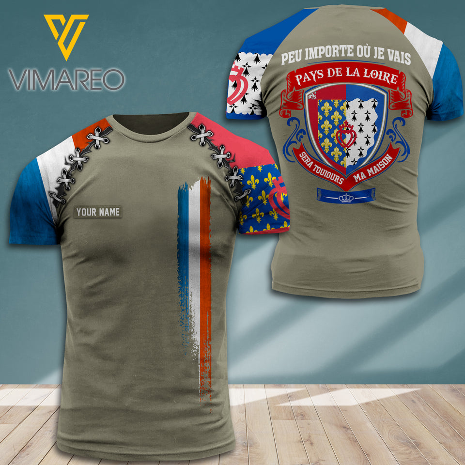 PERSONALIZED Pays de la Loire TSHIRT 3D PRINTED JUL-DT24