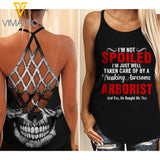 I'm Just Well Taken Care Of By A Freaking Awesome Arborist Criss-Cross Open Back Camisole Tank Top SEP-LN07
