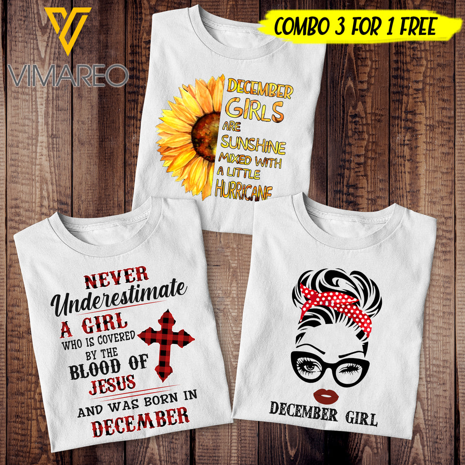 DECEMBER GIRL COMBO 3 FOR 1 FREE TSHIRT 3D PRINTED AUG-DT19