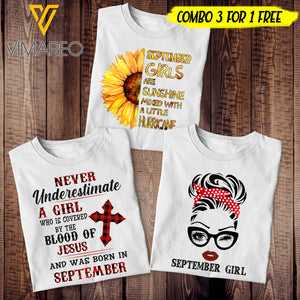 SEPTEMBER GIRL COMBO 3 FOR 1 FREE TSHIRT 3D PRINTED AUG-DT19