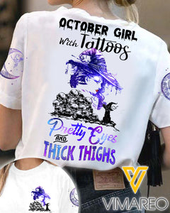 October Girl with Tattoos TSHIRT PRINTED SEP-LN15