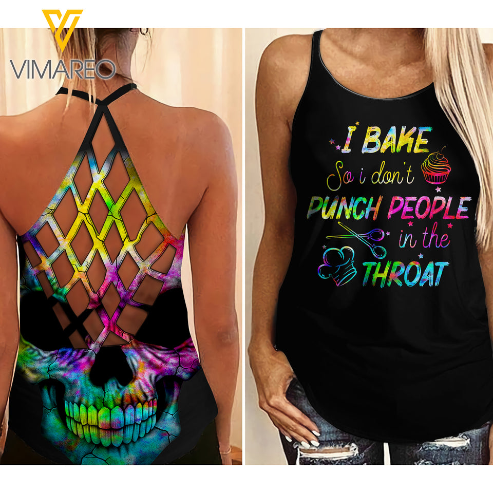 I Bake Criss-Cross Open Back Camisole Tank Top MAR-DT27